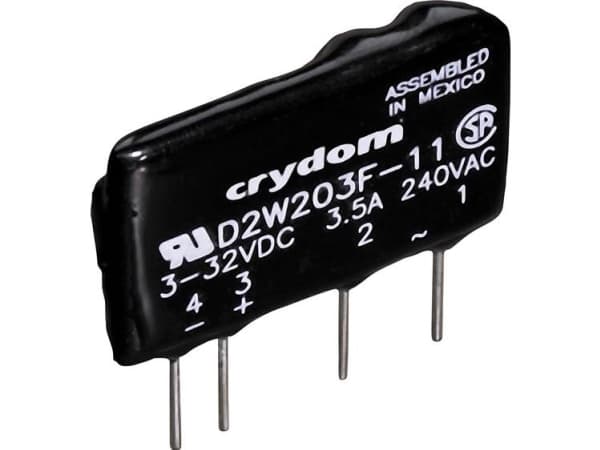 Crydom Semiconductor rele D2W202F Kuormitusvirta (max.): 2 A Kytkentäjännite (max.): 280 V/AC Kytkeytyminen nollajännitteellä 1 kpl 1 kpl