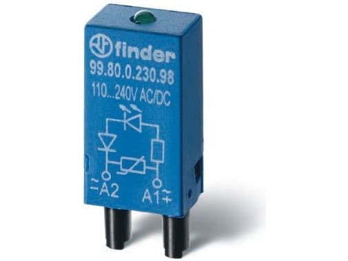 Finder Pistokemoduuli LED:llä, varistorilla 99.80.0.230.98 Valon väri: Vihreä Sopii malliin: Finder 84.84.2, Finder 94.54.1, Finder 94.82.3, Finder 9