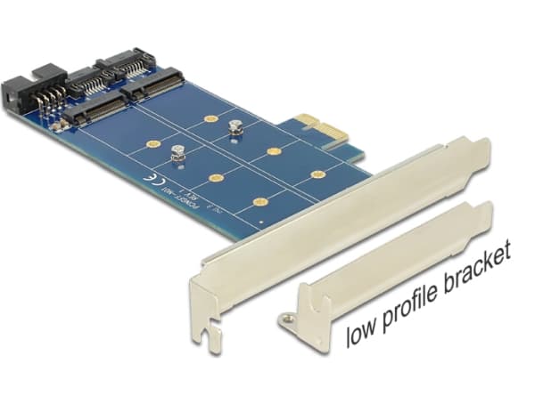 DeLOCK PCI Express Card > 2 x internal M.2 NGFF - Lagringskontrol - USB 2.0 / M.2 Card / SATA 6Gb/s lavprofil - 6 Gbit/s - PCIe x1 (M-key kompatibel)