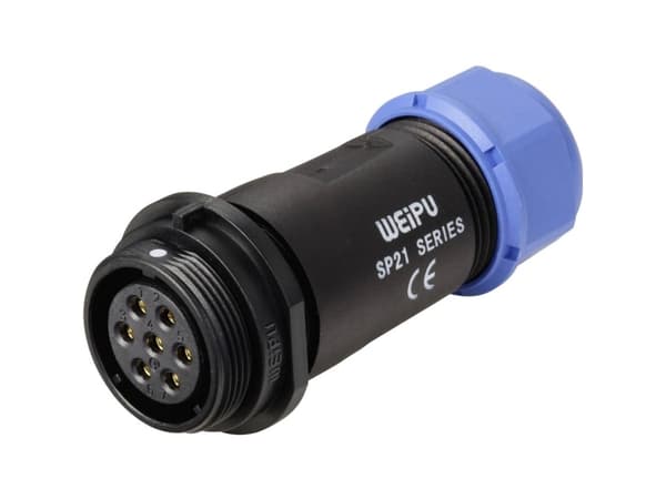 Weipu SP2111 / S 7 II Rundstik Tilslutning, lige Samlet poltal: 7 Serie (rundstikforbindelse): SP21 1 stk