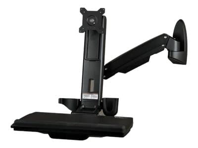 StarTech.com Wall Mount Workstation, Articulating Full Motion Standing Desk with Ergonomic Height Adjustable Monitor & Keyboard Tray Arm, Mouse & Sca