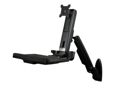 StarTech.com Wall Mount Workstation, Articulating Full Motion Standing Desk with Ergonomic Height Adjustable Monitor & Keyboard Tray Arm, Mouse & Sca