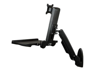 StarTech.com Wall Mount Workstation, Articulating Full Motion Standing Desk with Ergonomic Height Adjustable Monitor & Keyboard Tray Arm, Mouse & Sca
