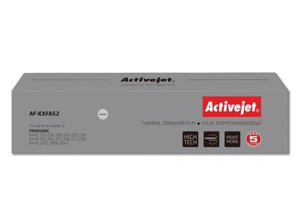 Activejet AF-KXFA52, Musta, Panasonic: KX-FC 225, KX-FC 226, KX-FC 228, KX-FC 253, KX-FC 255, KX-FC 258, KX-FC 268, KX-FP 205,..., Faksin nauha, Laat