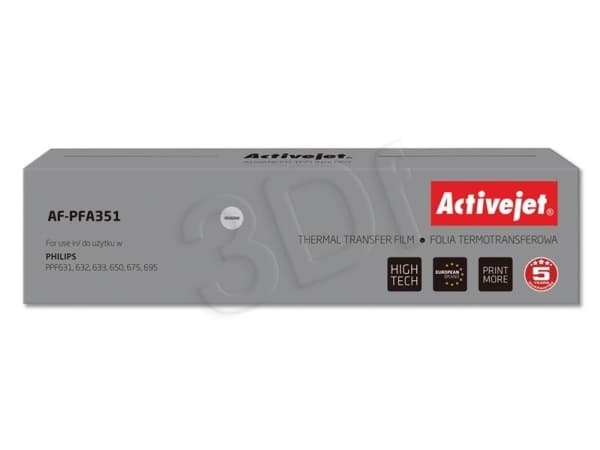 Activejet AF-PFA351, 140 sider, Svart, Magic 5 Voice Series PPF-620 PPF-631 PPF-631E ECO Sagem PPF-632 PPF-650 PPF-675 PPF-676 PPF-685..., Faksbånd,