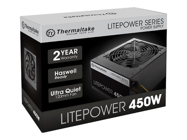 Thermaltake Litepower LTP-450AL2NK - Strømforsyning (intern) - ATX12V 2.3 - AC 230 V - 450 watt - aktiv PFC - svart