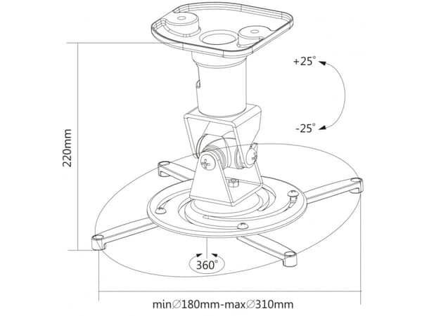 Reflecta Supvex, Katto, 15 kg, Valkoinen, 180 x 180 mm, 310 x 310 mm, -25 - 25°