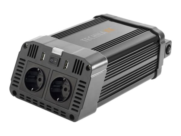 Technaxx TE16 - DC-AC strøminverter - 12 V - 1200 watt - utgangskontakter: 2 Sort