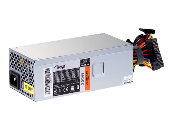 Akyga Ultimate Series AK-T1-300 - Strømforsyning (intern) - TFX12V - 80 PLUS - AC 230 V - 300 watt - aktiv PFC - grå Aluminium