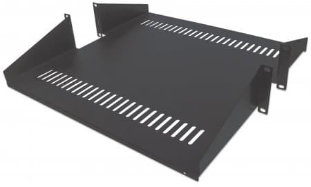 Intellinet 714877, Hylla till rackskåp, Svart, Stål, 25 kg, 2U, 19"