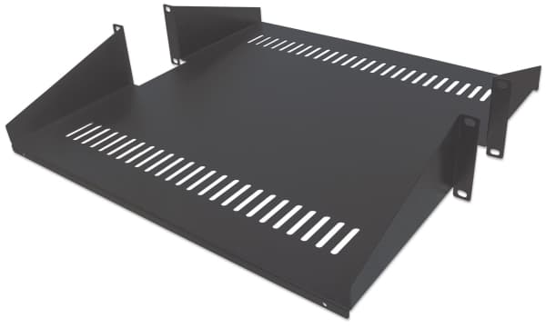 Intellinet 714877, Hylla till rackskåp, Svart, Stål, 25 kg, 2U, 19"