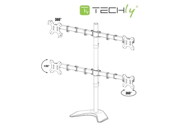 Techly ICA-LCD 2540, Fristående, 40 kg, 33 cm (13"), 68,6 cm (27"), 100 x 100 mm, Svart