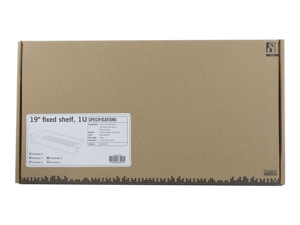 DELTACO 19-FH16 - Hylla för rack - svart - 1U - 19"