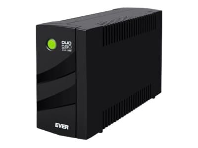 EVER DUO 550 AVR - UPS - AC 230 V - 330 watt - 550 VA - enkeltfase - blysyre - 5 Ah - USB - utgangskontakter: 4 Sort