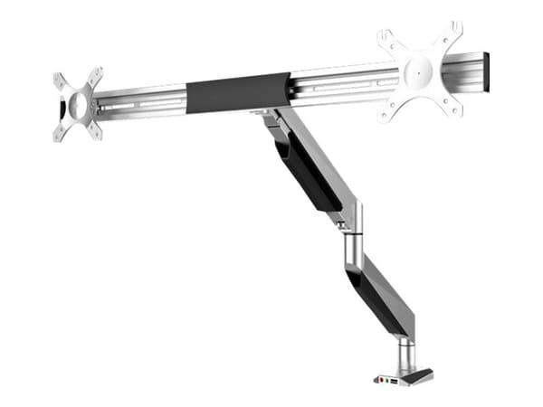 Neomounts NM-D750DX - Monteringssett - full bevegelse - for 2 LCD-skjermer - sølv - skjermstørrelse: 10"-27" - klemmemonterbar, malje, skrivebordsmon
