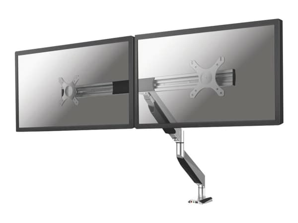 Neomounts NM-D750DX - Monteringssett - full bevegelse - for 2 LCD-skjermer - sølv - skjermstørrelse: 10"-27" - klemmemonterbar, malje, skrivebordsmon