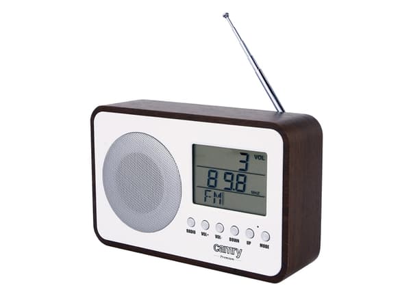 Camry CR1153, Kannettava, Digitaalinen, FM, LCD, Musta, Valkoinen, Muovi, Puu