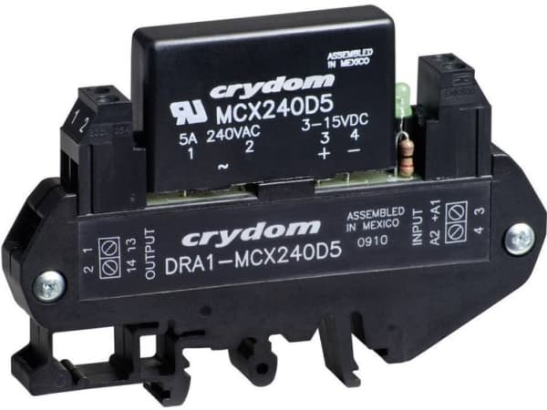 Crydom Halvlederrelæ DRA1-MCX240D5 5 A Koblingsspænding (max.): 280 V/AC Vekslende ved nulspænding 1 stk