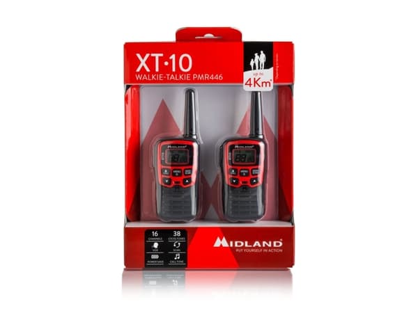 Midland XT10, 16 kanaler, 446.00625 - 446.09375 MHz, LCD, AAA, Alkalisk, 73 g