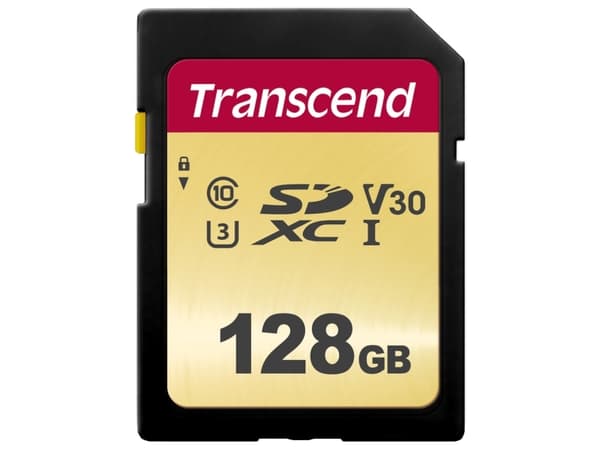 Transcend 500S - Flashminnekort - 128 GB - Video Class V30 / UHS-I U3 / Class10 - SDXC UHS-I