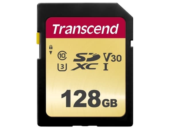 Transcend 500S - Flashminnekort - 128 GB - Video Class V30 / UHS-I U3 / Class10 - SDXC UHS-I