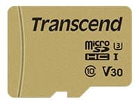 Transcend 500S - Flashminnekort (microSDHC til SD-adapter inkludert) - 16 GB - Video Class V30 / UHS-I U3 / Class10 - microSDHC