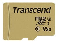 Transcend 500S - Flashminnekort (microSDHC til SD-adapter inkludert) - 32 GB - Video Class V30 / UHS-I U3 / Class10 - microSDHC