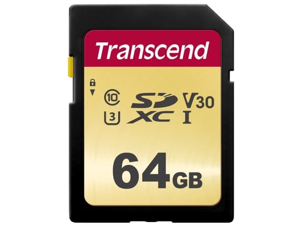 Transcend 500S - Flashminnekort - 64 GB - Video Class V30 / UHS-I U3 / Class10 - SDXC UHS-I