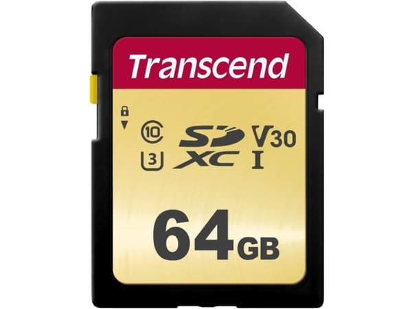 Transcend 500S - Flashminnekort - 64 GB - Video Class V30 / UHS-I U3 / Class10 - SDXC UHS-I