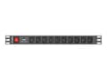 Miniatyrbilde 2 av 5: Lanberg - Strømfordelerenhet - AC 220-250 V - inngang: IEC 60320 C14 - utgangskontakter: 10 (power IEC 60320 C13) - 1U - 19" - 2 m kabel - svart