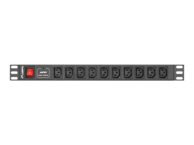 Lanberg - Strømfordelerenhet - AC 220-250 V - inngang: IEC 60320 C14 - utgangskontakter: 10 (power IEC 60320 C13) - 1U - 19" - 2 m kabel - svart