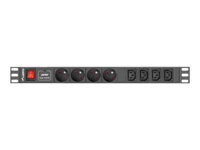 Lanberg PDU-04E04I-0200-BK - Strømfordelerenhet (kan monteres i rack) - AC 230 V - 4000 watt - inngang: CEE 7/4 / CEE 7/7 - utgangskontakter: 8 (4 x