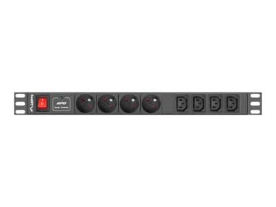 Lanberg PDU-04E04I-0200-IEC-BK - Strømfordelerenhet (kan monteres i rack) - AC 220-250 V - 2500 watt - enkeltfase - inngang: IEC 60320 C14 10A - utga