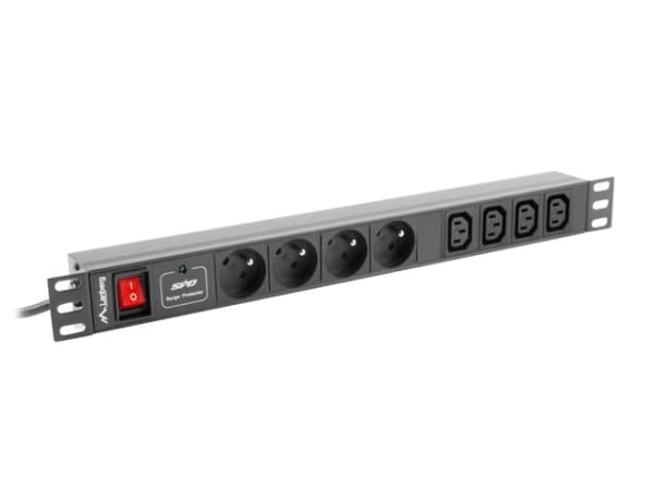 Lanberg PDU-04E04I-0200-IEC-BK - Strømfordelerenhet (kan monteres i rack) - AC 220-250 V - 2500 watt - enkeltfase - inngang: IEC 60320 C14 10A - utga