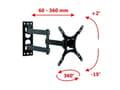Miniatyrbild 3 av 5: ART AR-57A - Konsol - justerbar arm - för LCD-TV - metall - pulverlackerad svart - skärmstorlek: 17"-42" - väggmonterbar