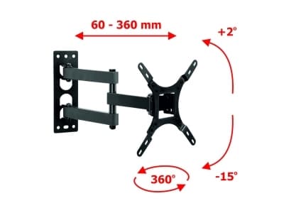 ART AR-57A - Konsol - justerbar arm - för LCD-TV - metall - pulverlackerad svart - skärmstorlek: 17"-42" - väggmonterbar