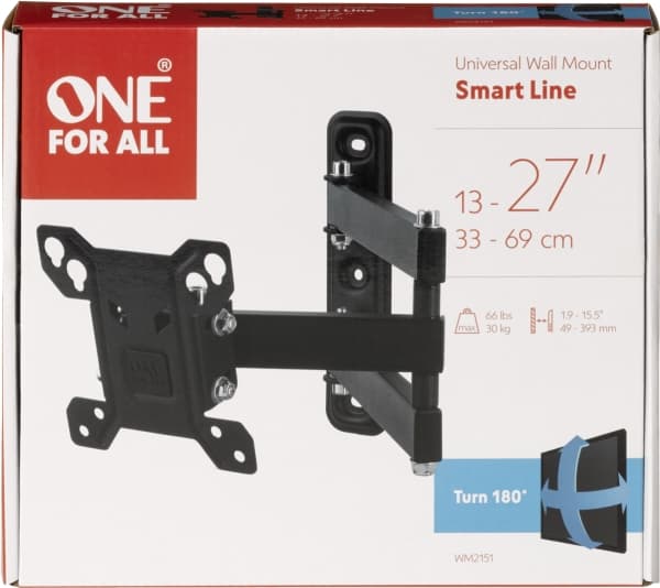 One For All Smart WM 2151 - Monteringssats (vridbar arm, väggfäste) - för platt panel - skärmstorlek: 13"-27" - väggmonterbar