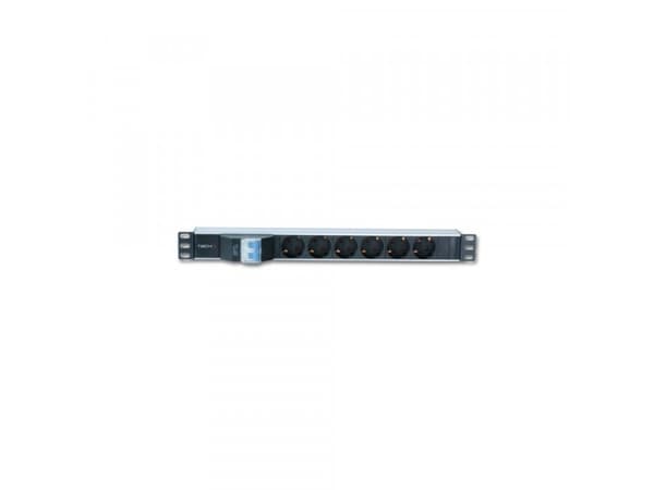 Techly I-CASE STRIP-61UD, Grunnleggende, 1U, Enkelfaset, Horisontal, Aluminium, Sort, Rød