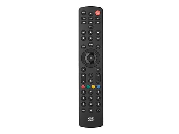 One For All Basic universell fjärrkontroll Contour 8, TV, Digitalbox för TV, DVD/Blu-ray, Ljudlimpa, IR trådlös, Tryckknappar, Svart