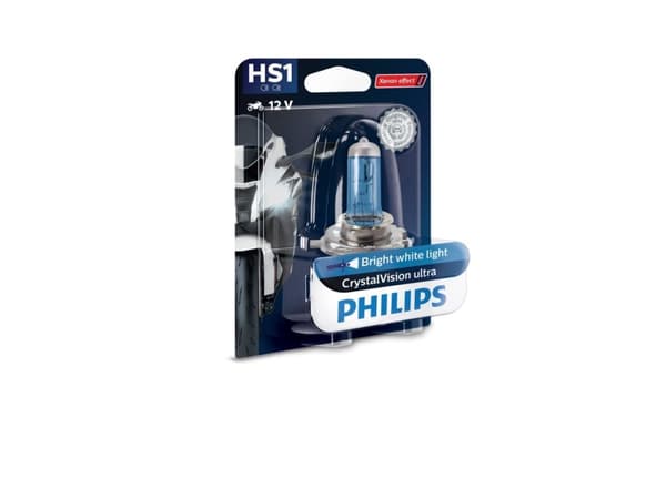 Philips CrystalVision Ultra 12636BVBW Frontlys til motorsykkel, HS1, Fjernlys, Nær-lys, Halogen, 3700 K, PX43t, 12 V