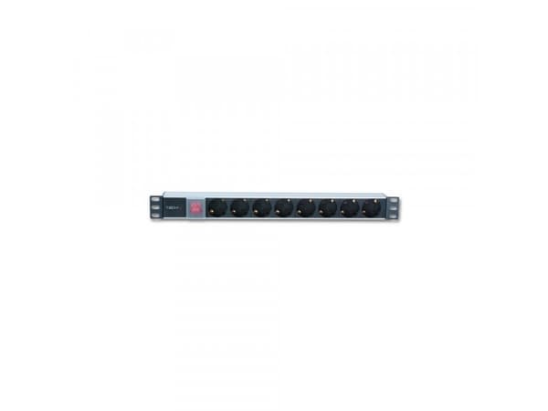 Techly I-CASE STRIP-81UD, Grunnleggende, 1U, Enkelfaset, Horisontal, Aluminium, Sort, Rød