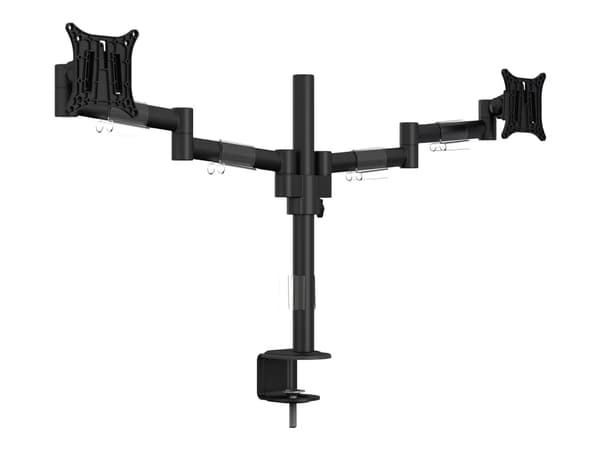 Multibrackets M VESA Deskmount Officeline Dual - Stativ - justerbar arm - for 2 LCD-skjermer - stål - svart - skjermstørrelse: 15"-30" - klemmemonter
