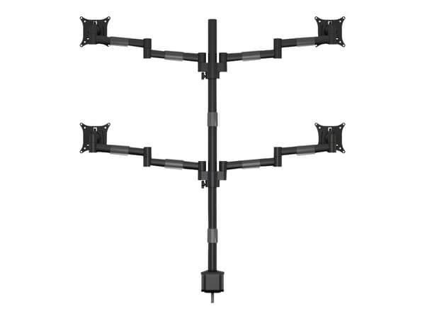Multibrackets M VESA Deskmount Officeline Quad - Ställ - justerbar arm - för 4 LCD-bildskärmar - stål - svart - skärmstorlek: 15"-30" - klämma, monte