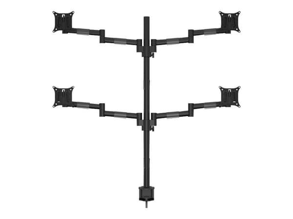 Multibrackets M VESA Deskmount Officeline Quad - Ställ - justerbar arm - för 4 LCD-bildskärmar - stål - svart - skärmstorlek: 15"-30" - klämma, monte