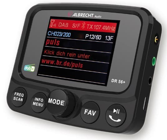 Albrecht DR 56+ DAB+, Bil, Digitaalinen, DAB,DAB+,FM, 87,6 - 107,9 Mhz, 174 - 240 Mhz, TFT