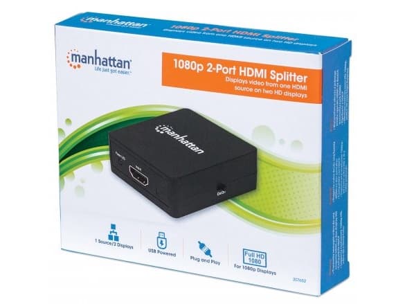 Manhattan 207652, HDMI, 2x HDMI, 1.3b, 1920 x 1200 piksler, Sort, Plast