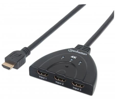 Manhattan 207874, HDMI, Plast, Svart, 60 hz, 10 m, 480i, 480p, 576i, 576p, 720p, 1080i, 1080p