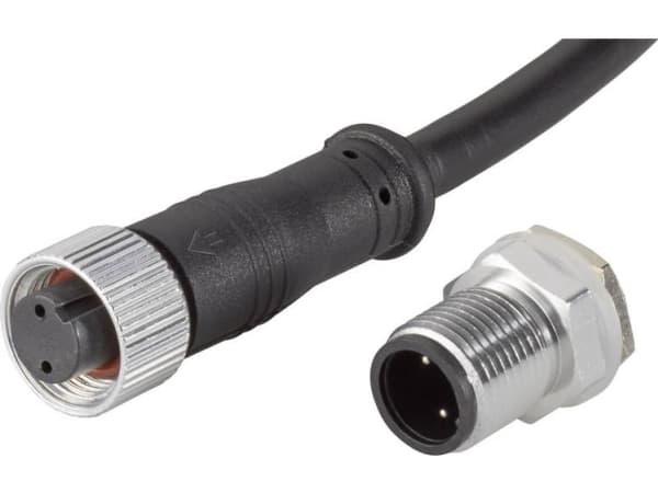 TRU COMPONENTS 1229336 Rundstik konfektioneret Tilslutning, lige, Stik, indbygning Samlet poltal: 2 1 stk