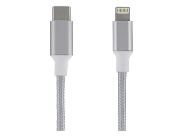 USB-C to Lightning cable, 1m, braided, silver