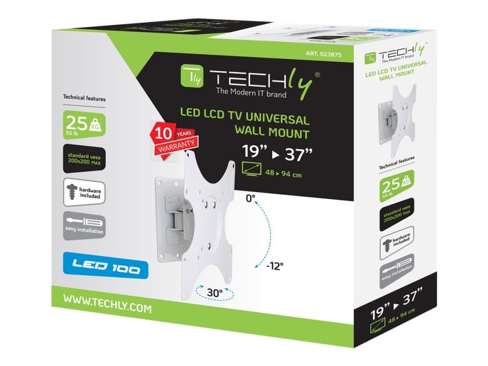 Techly ICA-LCD 2900WH tv-fäste 94 cm (37") Vit